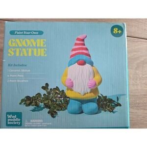 Mud Puddle Society Paint Your Own Gnome Statue Ceramic Craft Kit DIY Kids 8+